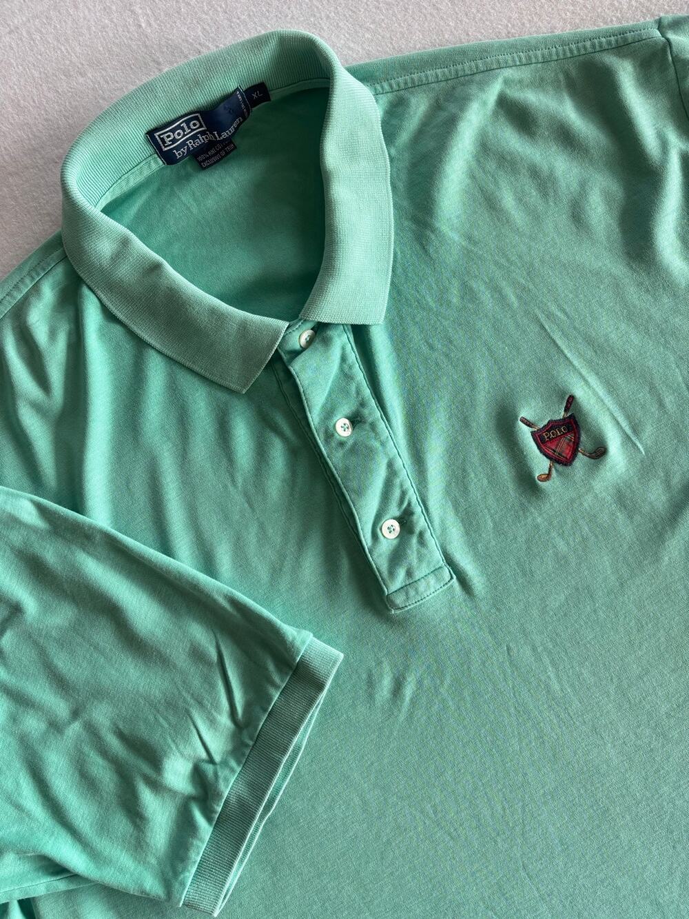Vintage 90s Polo Golf by Ralph Lauren Polo Men’s XL Mint Green Patch 100% Cotton